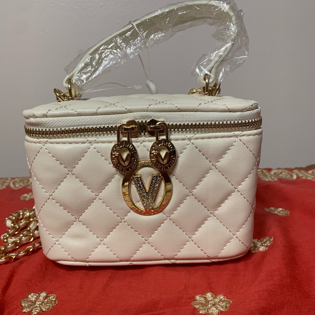 Valentino Orlandi Cream Quilted Mini Handbag With Chain Strap Nwt